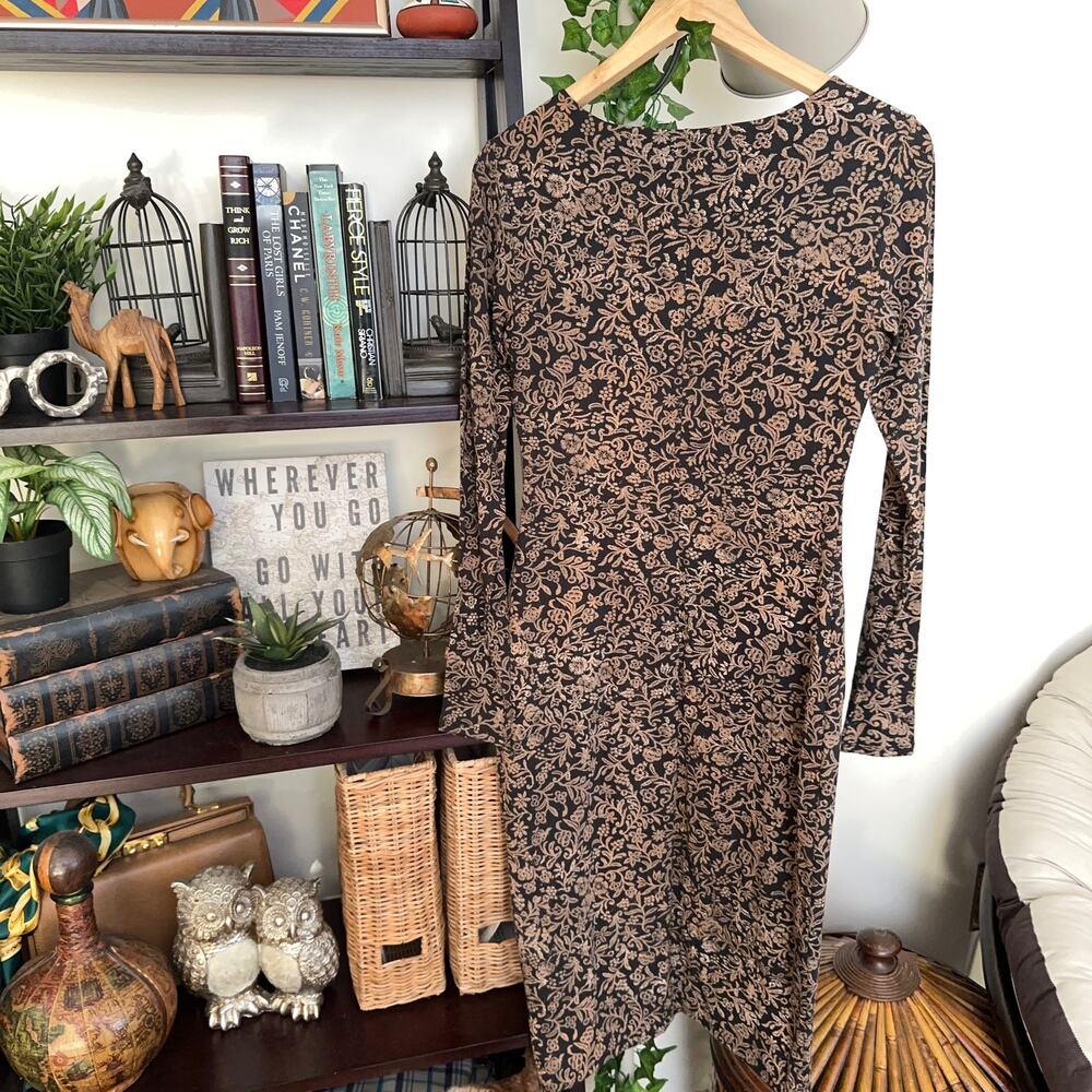 Peruvian Connection Damask Print Long Sleeve Scoo… - image 4